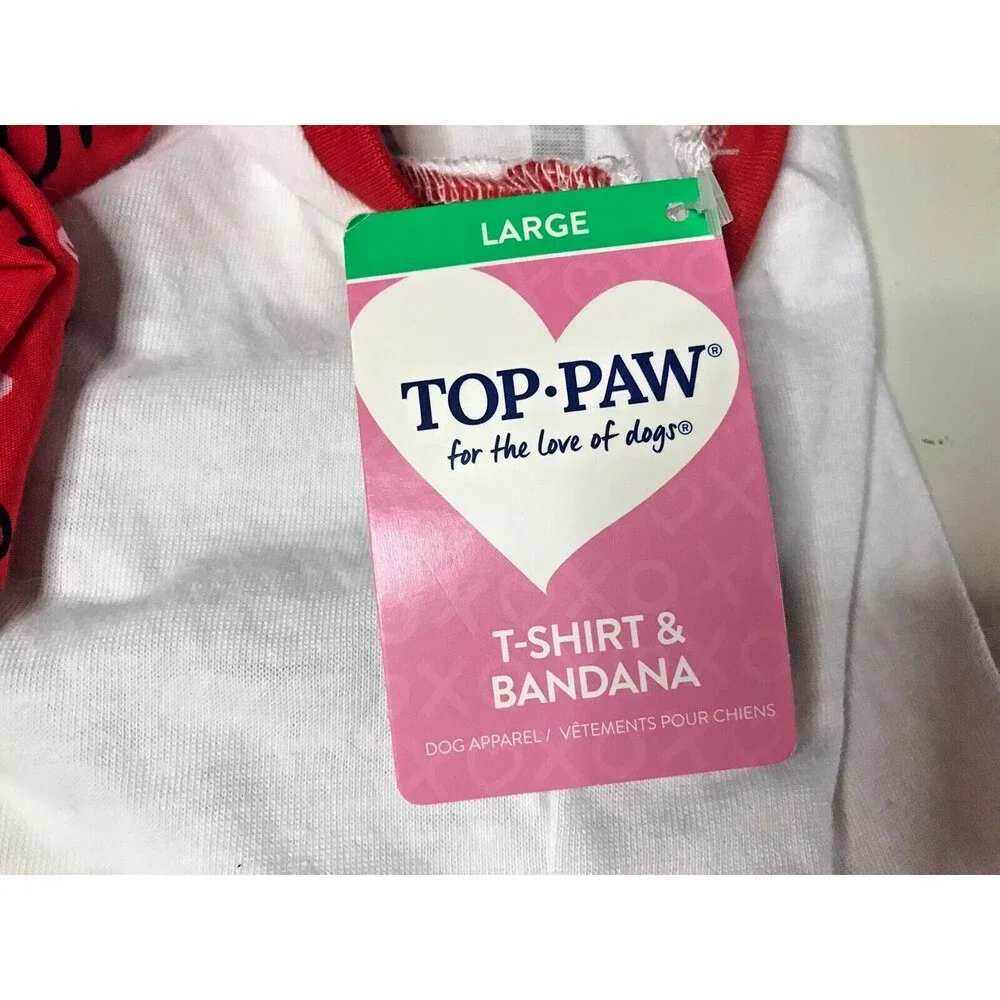 New 25 Cent Kisses Dog Shirt Bandanna Set Valentine's Day Outfit Puppy Large